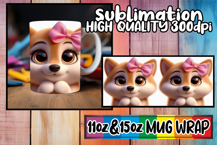 Cozy thoughts 11oz 15oz sublimation wrap, 3D Dog