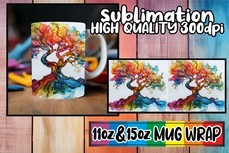 Tranquil Spring Tree Mug Wrap - Colorful Tree
