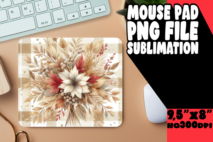 Whimsical Mouse Mat Sublimation, Autumn Flower