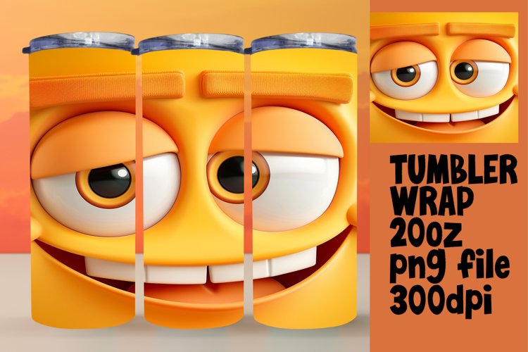 Playful Cartoon Face Tumbler Wrap - Sublimation 20oz