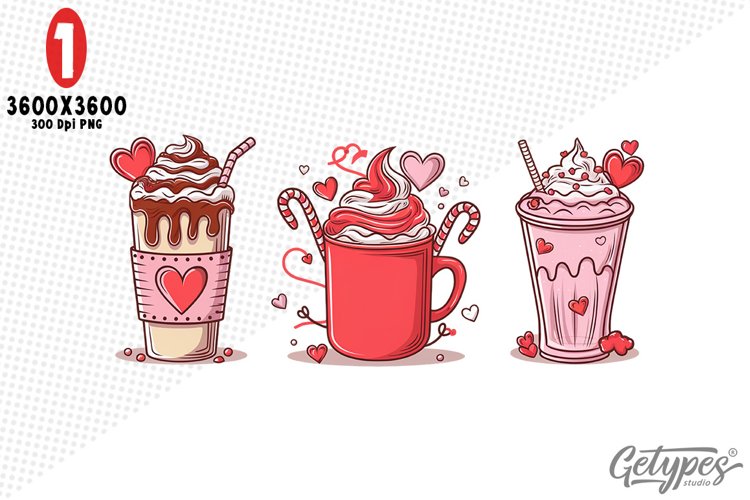 Valentine Coffee Sublimation Clipart - High Quality Design