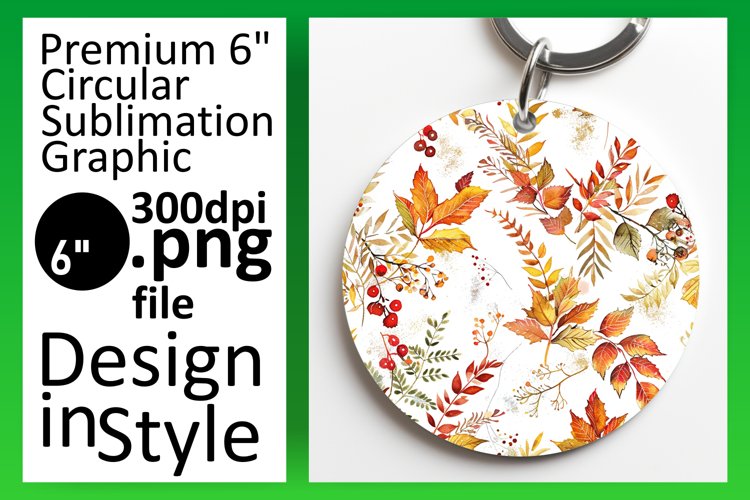 Harvest Season Fall Leaves Round Design Pattern Keychain