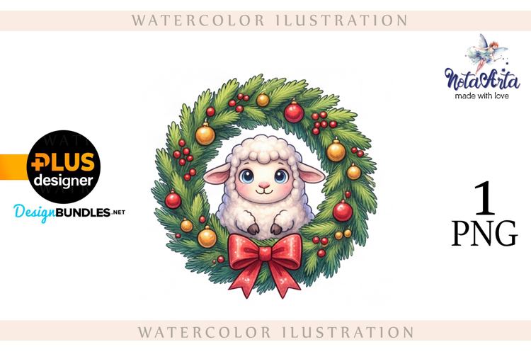 Christmas Sheep in Watercolor Style