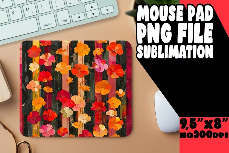 Chic Floral Stripe Mouse Pad - Trendy Decor