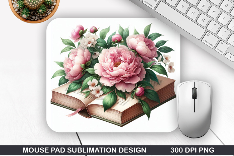 Book Flower Mouse Pad Sublimation, Animals Mouse Pad PNG