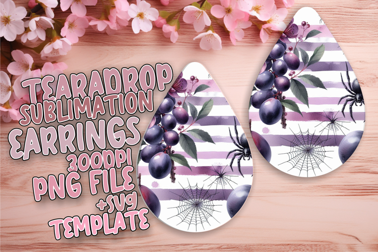 Vibrant Teardrop Earrings Template PNG , Halloween