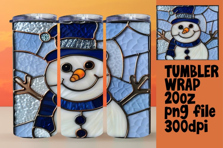 3D Stained Glass Wrap Snowman Design
