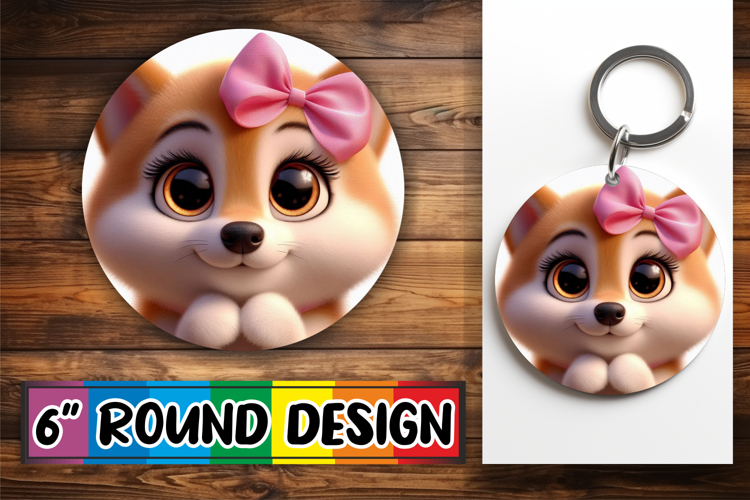 Cheerful Round Design Sublimation PNG, 3D Dog