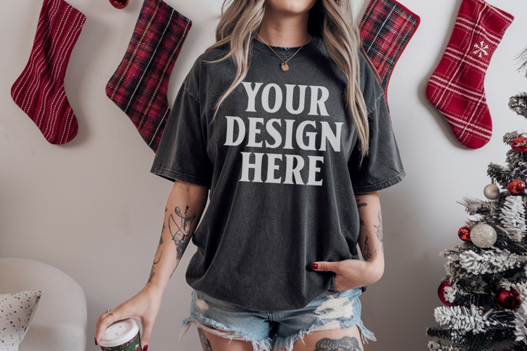 Pepper Christmas Comfort Colors 1717 TShirt Mockup, CC 1717