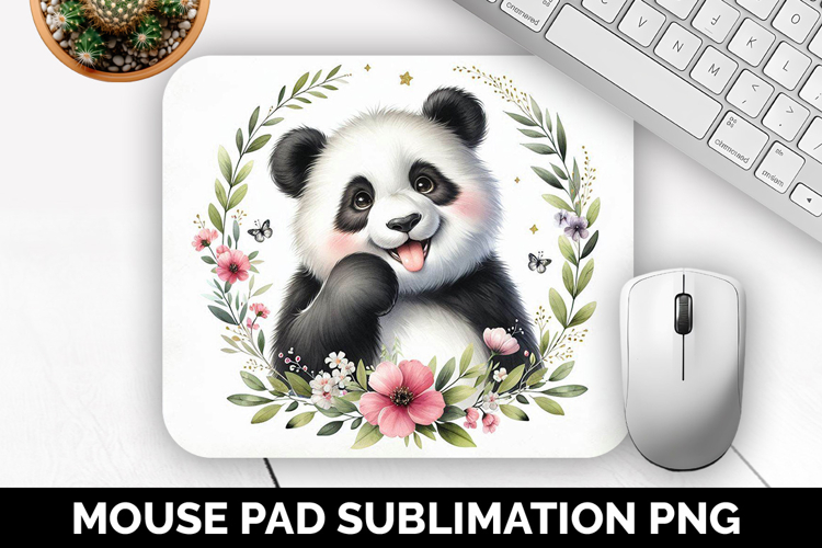 Panda, Cute Animal Mouse Pad PNG, Animal Lover Gift example image 1