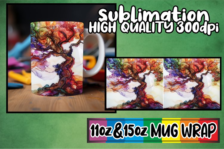 Colorful Blossoms Mug Sublimation Wrap - Spring Design example image 1
