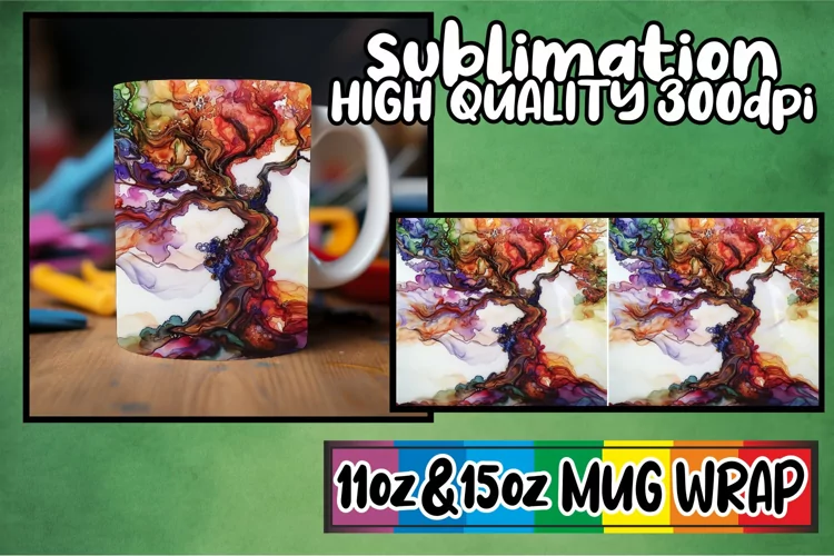 Colorful Blossoms Mug Sublimation Wrap - Spring Design