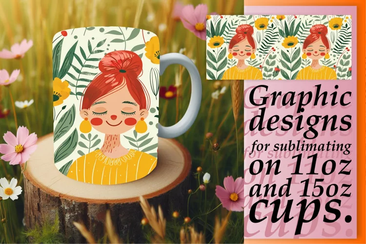 Beautiful Watercolor Woman Mug Wrap 11oz/15oz