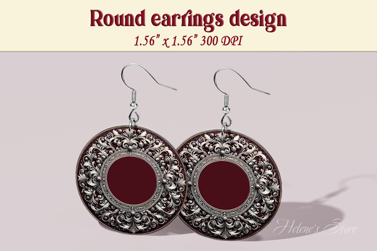 Vintage pattern earrings | Silver Round Earring sublimation