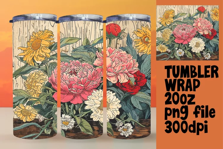 Timeless Vintage Flower Tumbler Wrap - 20oz Joy
