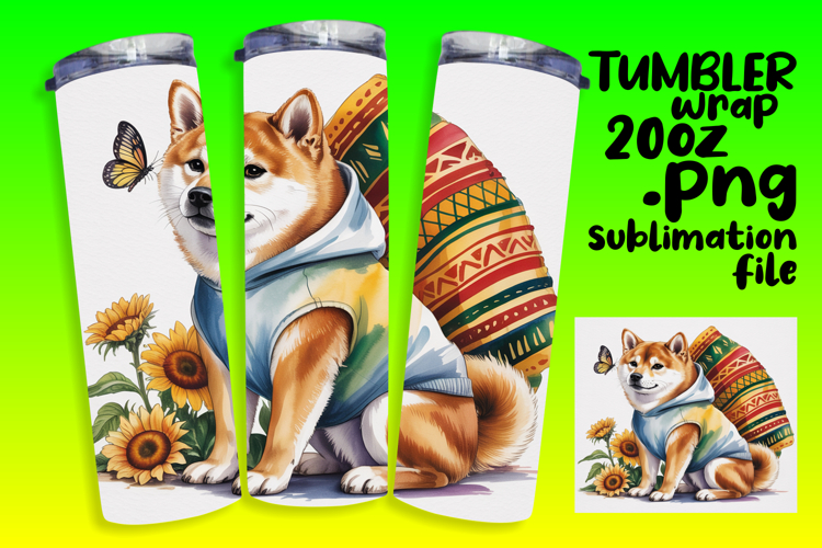 VIVID 20oz Sublimation Tumbler Template , Cute Dog