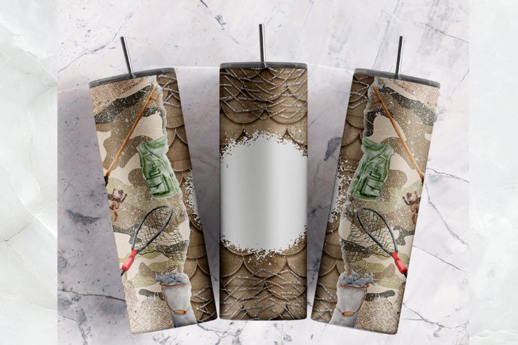 Custom Name Fishing Lover Camouflage Male 20 oz tumbler wrap
