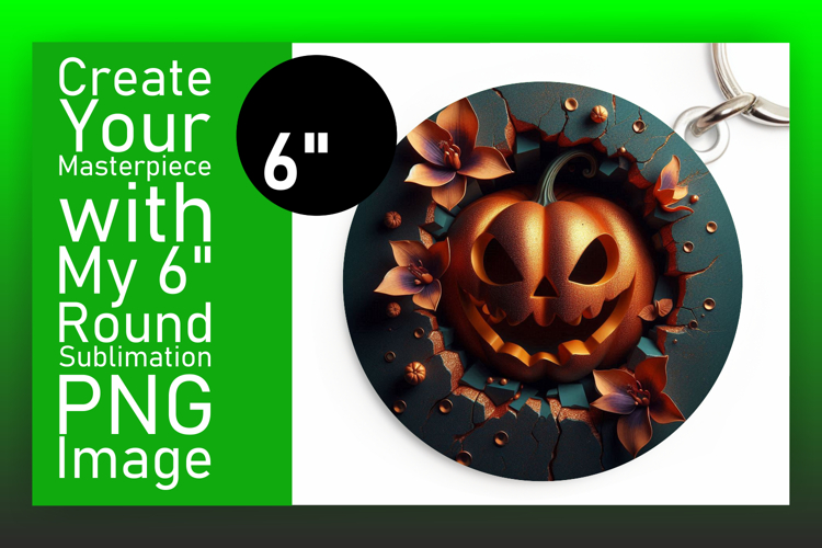 Cute Keychain Circle Design PNG , 3D Pumpkin