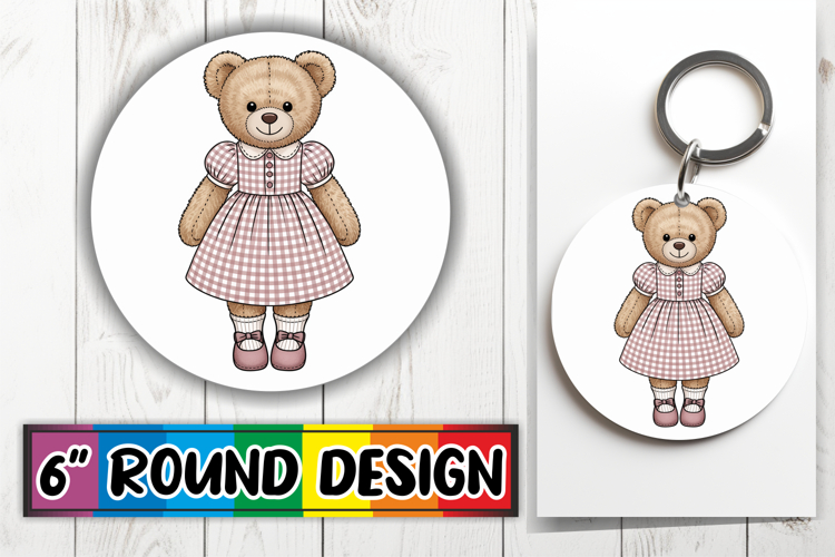 Heartfelt Keychain Circle PNG, Teddy Bear
