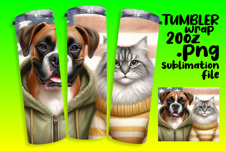 Custom 20oz Tumbler Wrap Download , Dog and cat