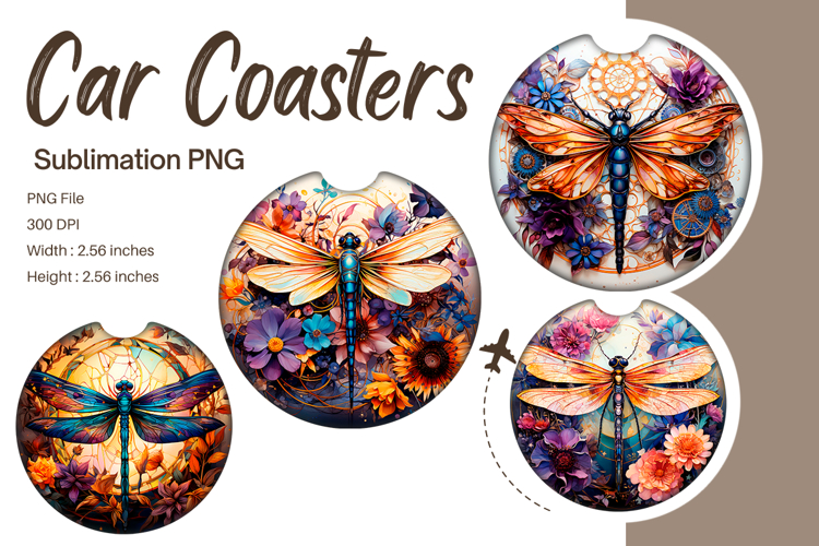 Dragonfly Car Coasters Accessories Dragonfly Sublimation_135