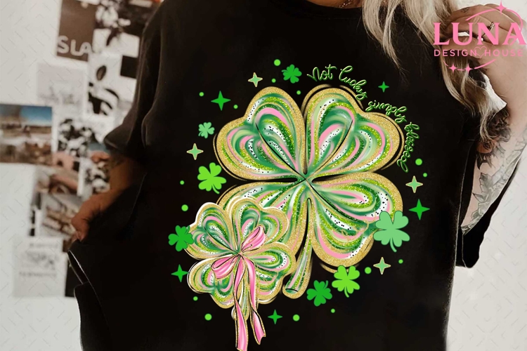 Not Lucky Simply Blessed png, Retro Coquette St Patricks