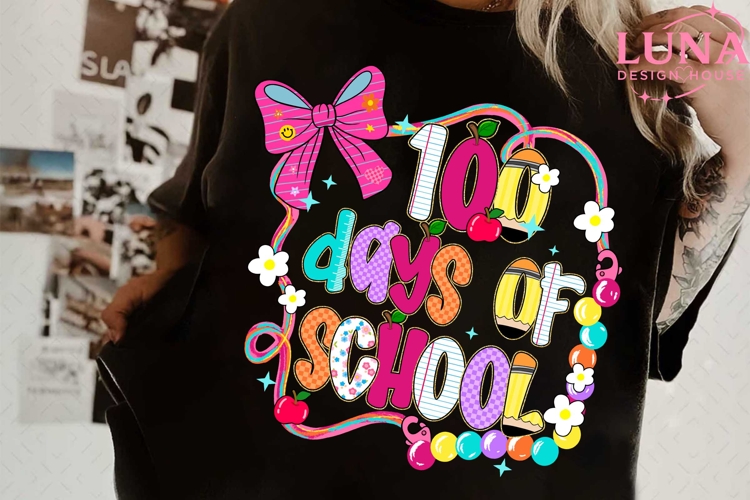 Happy 100 Days of School Coquette Png 100 Days of School PNG