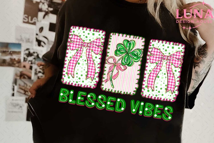 Blessed Vibes St Patrick PNG, Preppy St Patricks