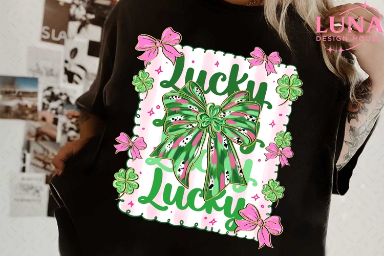 Lucky Shamrock Png, Lucky PNG St Patrick’s Day, Preppy Lucky
