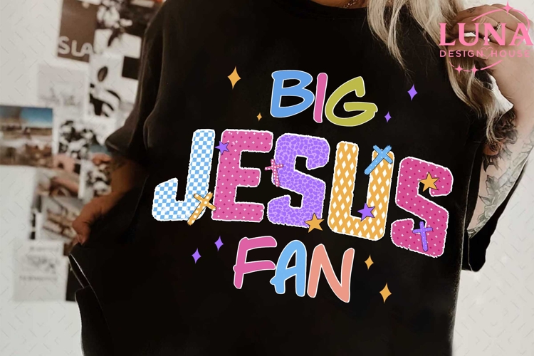 Big Jesus Fan PNG, Preppy Christian Png, Jesus Shirt Design