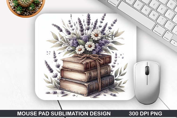 Book Flower Mouse Pad Sublimation, Animals Mouse Pad PNG