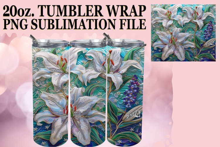 Vibrant Glitter Blossom Tumbler Wrap - Summer Style