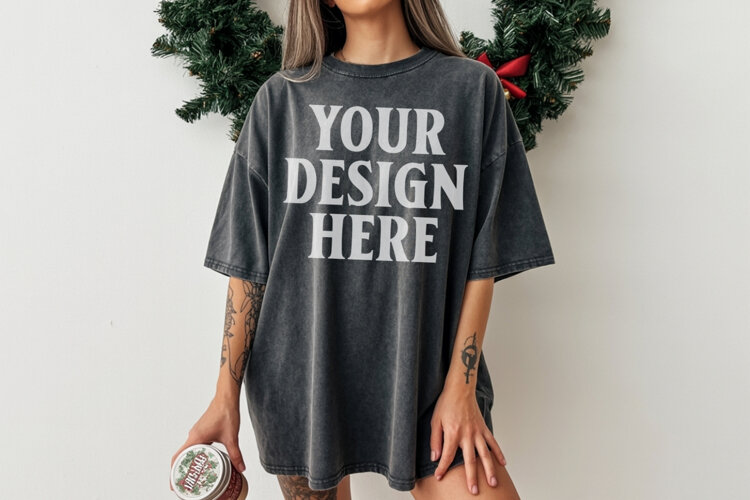 Pepper Christmas Comfort Colors 1717 TShirt Mockup, CC 1717 example image 1