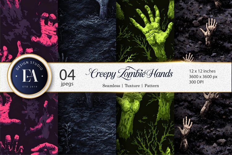 Rising Zombie Hands Creepy Ground Seamless Digital Paper