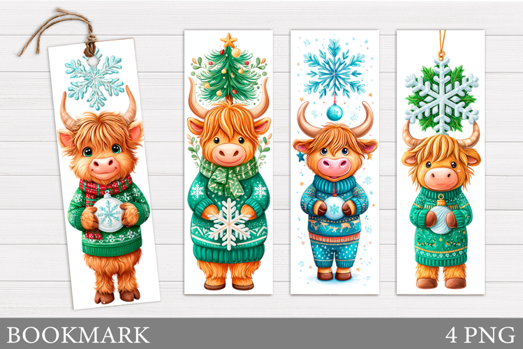 Christmas Cow Bookmark. Christmas Bookmark Sublimation