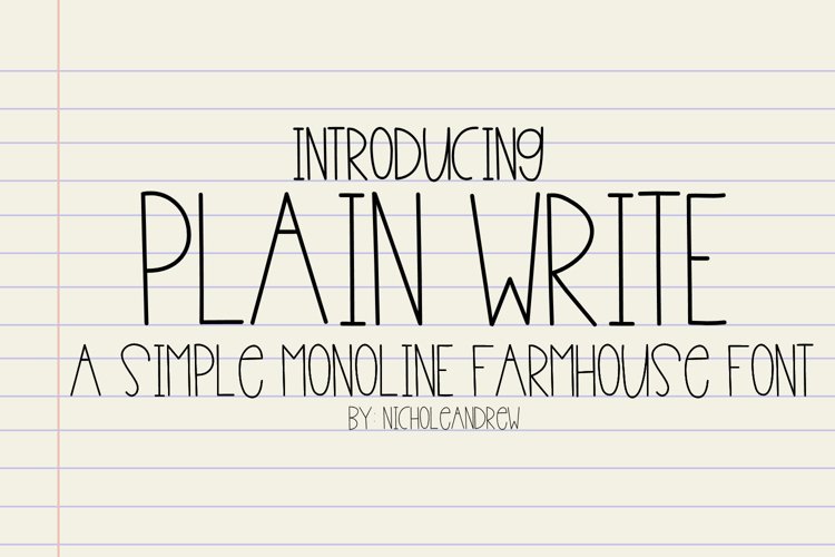 Plain Write - A Simple Monoline Farmhouse Font example image 1