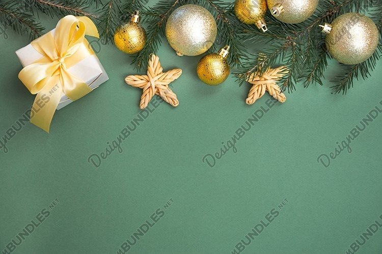 Christmas card with New Year's gold decor. example image 1