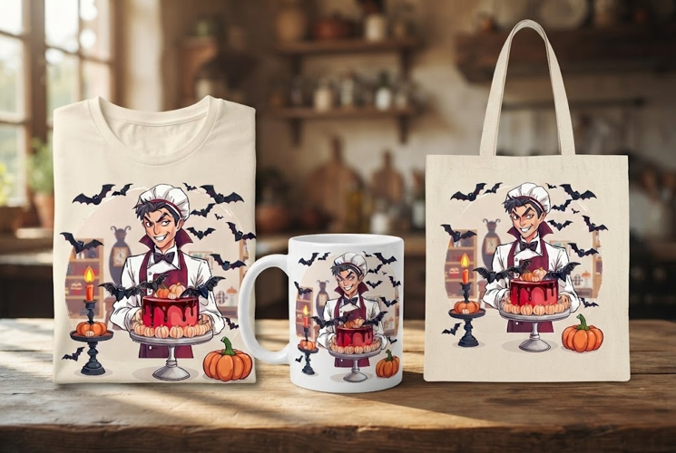 Halloween Vampire Baker PNG | Spooky Cake Baking Clipart