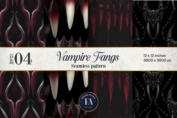 Vampire Fangs Pattern, Dark Gothic Teeth Digital Paper