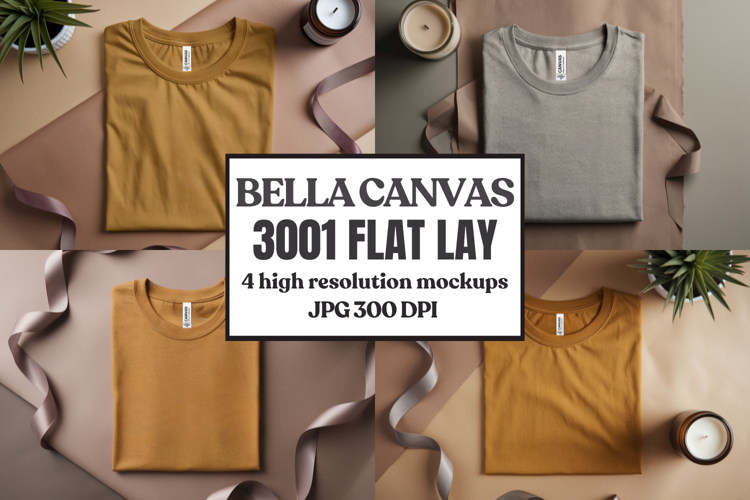Folded Bella Canvas 3001 Flat Lay T-Shirt mockup