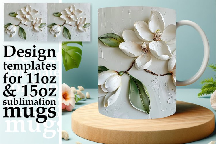 White Flower Serenity: Sublimation 11oz/15oz Mug