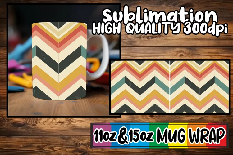 Spring Abstract Wave Patterns Mug Wrap 11oz 15oz Sublimation