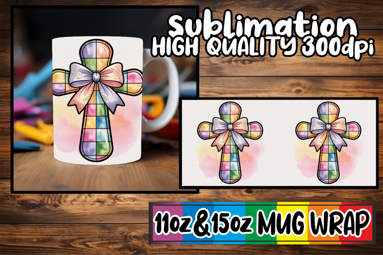 Whimsical nights 11oz 15oz sublimation wrap, Cross and Bow