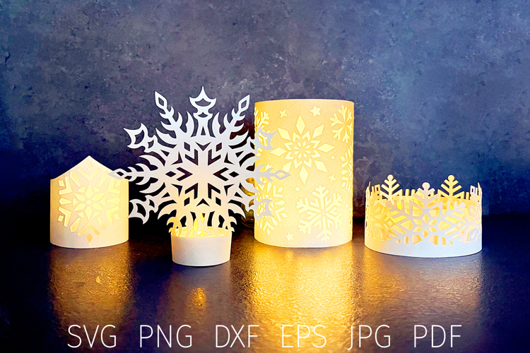 Christmas lantern svg bundle, paper snowflake template