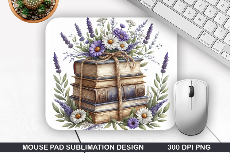Book Flower Mouse Pad Sublimation, Animals Mouse Pad PNG