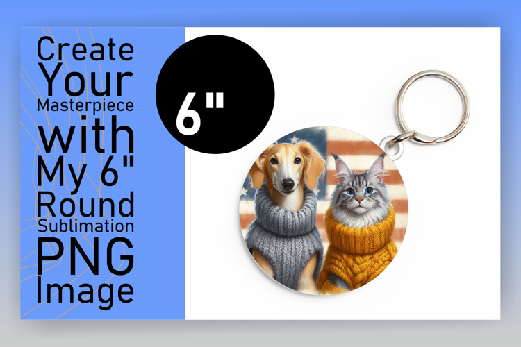 Dynamic Round Design for Keychains , Dog and cat