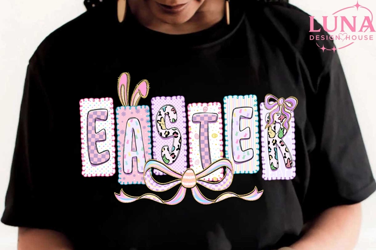 Happy Easter PNG, Glitter Easter Bunny Coquette PNG