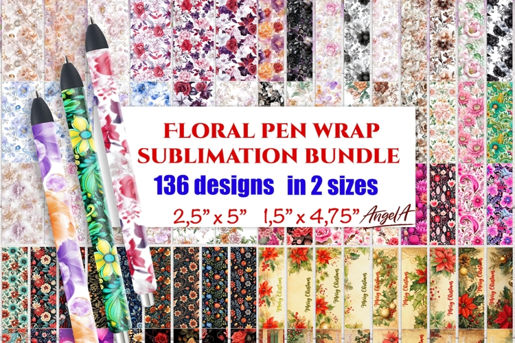 Floral sublimation pen wraps bundle, epoxy pen, Christmas