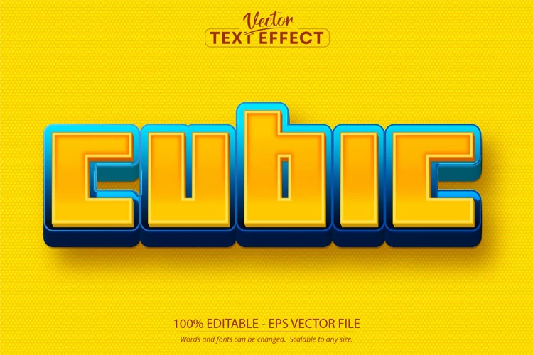 Cartoon text effect, editable cubic text style