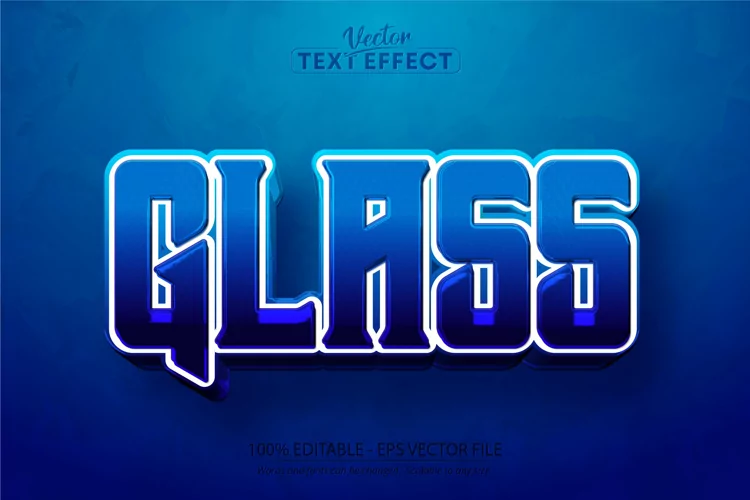Cartoon text effect, editable glass text style